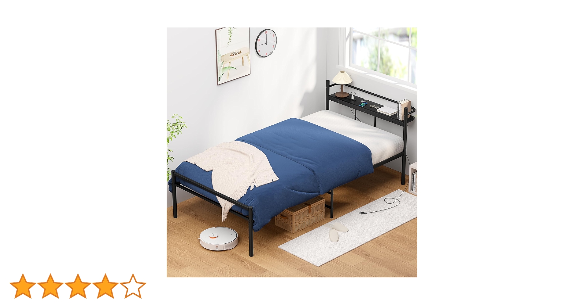 Amazon｜【宮棚・2口コンセント】ベッドフレーム シングルHoldm パイプ